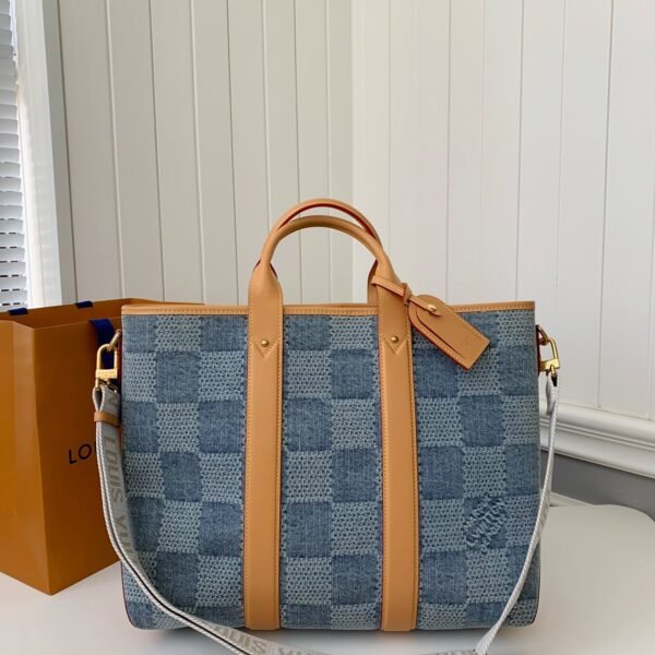 L X V New Weekend TOTE tannin jean bag  N40702  Size：43*34*17.5cm