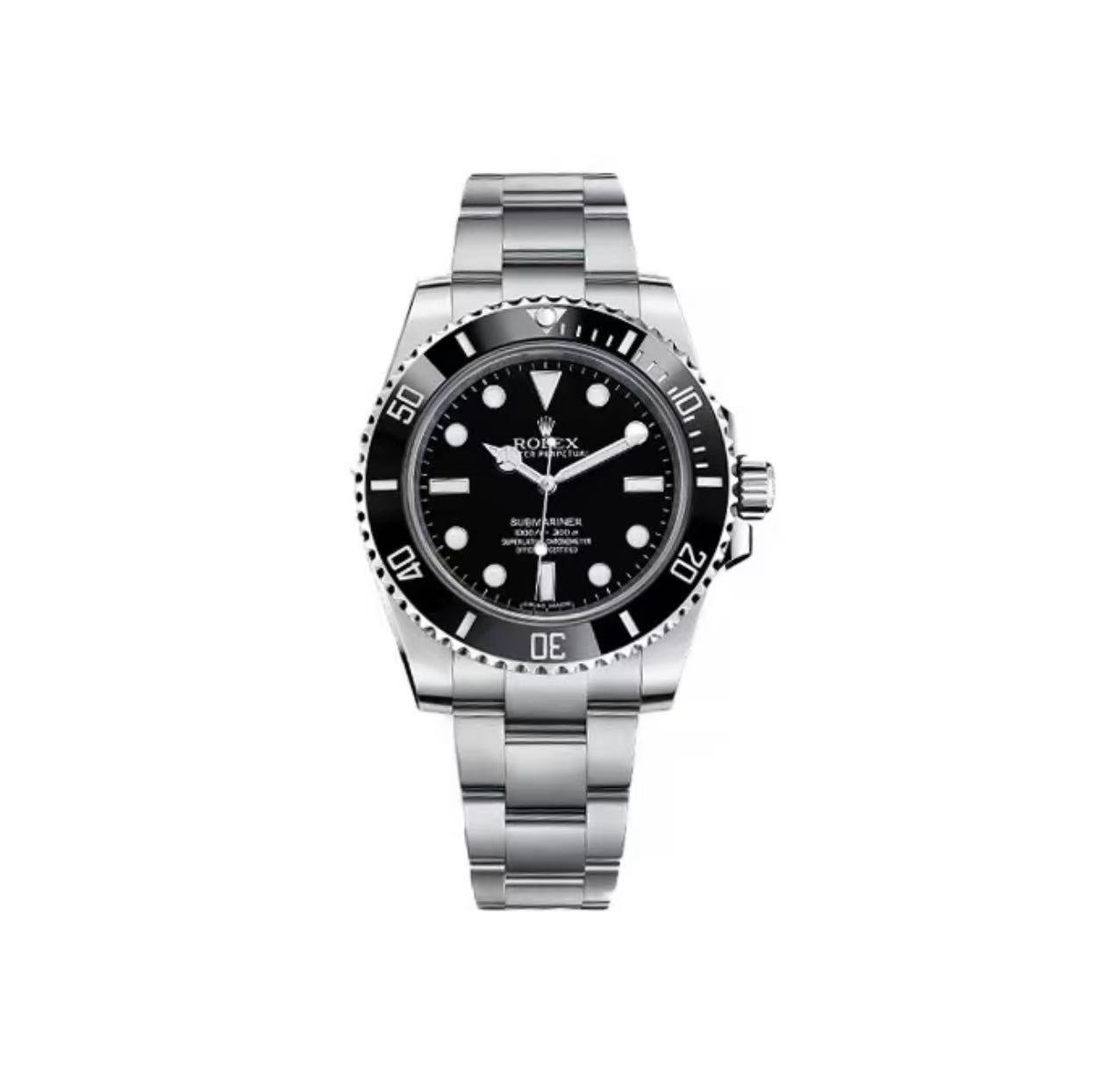 Rolex Submariner 40 mm black dial Oystersteel bracelet.